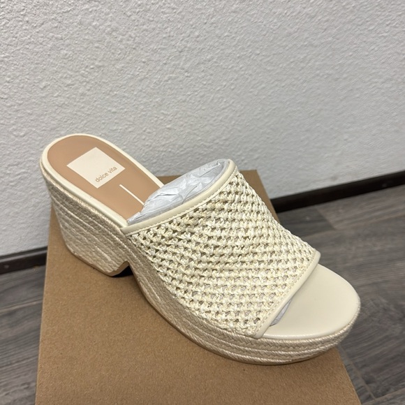 Dolce Vita Saydie Raffia Slip On Wedge Sandals Ivory Women’s - Picture 4 of 5